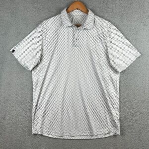 Swannies Golf Polo Shirt Men's XXL White Geometric AOP Classic Short Sleeve